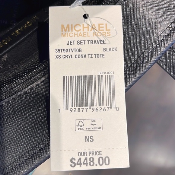 MICHAEL KORS 
Jet Set Travel Extra-Small Logo Top-Zip Tote Bag
Black 
NWT - Picture 8 of 16